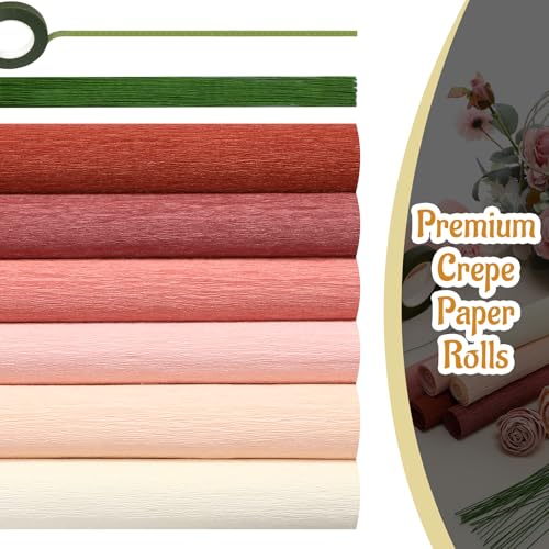 Gersoniel 57 Pcs Crepe Paper DIY Kit for Flower Making, Dusty Pink - color: Dusty Pink