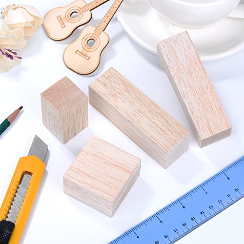 Sumind 12 Pcs Balsa Wood Blocks, 4 Sizes Carving Wooden Blocks