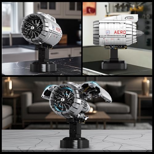 HIGH GODO Aircraft Engine Building Kit that Works, Aircraft Turbofan Engine Model Kit with Motor, Build Your Own Engine Kit, STEM Project for Teens Adults 14+ (1786 PCS)