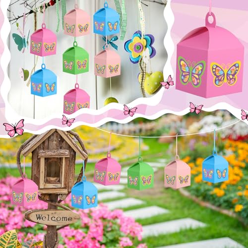 Simgoing 12 Sets Sunday School Butterfly Lantern Crafts with LED Lights - style: Butterfly