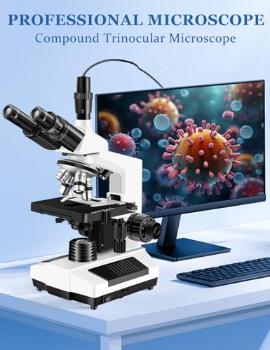 Microscopes for Adults WF10x and WF25x eyepieces Compound Microscope with Microscope Slides, Microscopes Kit for Kids Students Home School (Monocular Microscope with Big Bundle) - color: White