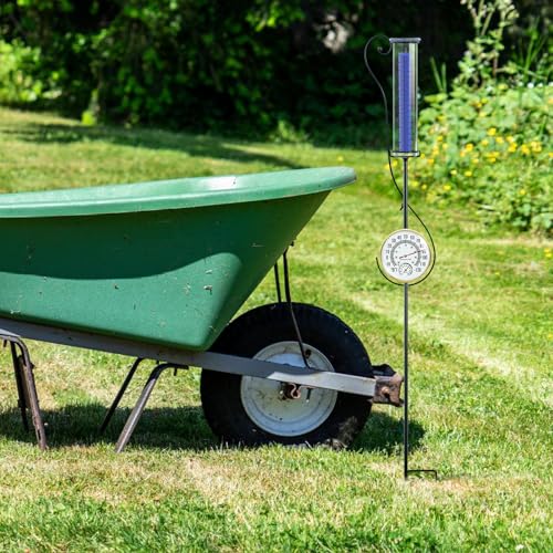Circrane Rain Gauge Outdoor,Accurate Measure Tube with Metal Stake, Easy to Read Large Number for Backyard