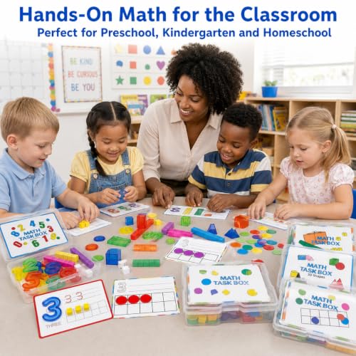 Task Boxes Set of 5 Math Manipulatives Themes with Activity Cards - color: Mixed Set