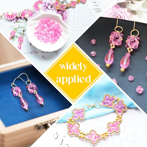 1500 Pcs Crystal Glass Beads for Jewelry Making – 12 Styles Bicone, Rondelle, Cube, Teardrop & 3mm Spacer Beads, DIY Bracelet Necklace Earring Craft Kit with Organizer Box(Light Rose Red) - color: Light Rose Red
