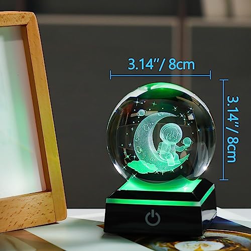 3d Astronaut Moon Crystal Ball Planets Space Decor Astronomy Science Gift - style: Astronaut