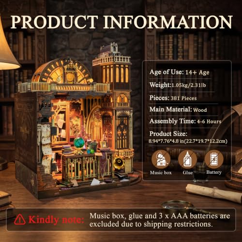 CRIOLPO Book Nook Kits for Adults DIY Miniature House Kit with LED Lights - color: Foley