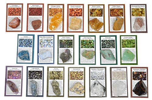 Fantasia Materials: 50 Different Rough Stones with Identification Cards - The Best Starter Rock Collection and Activity Kit Including Stones from Brazil, Madagascar, Mexico, Asia, India and More!