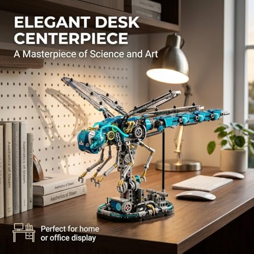 Mechanical Technik Dragonfly Building with Light, Compatible with Lego for Adults, Insect Animal World Model & Display Stand, Educational STEM Toys for Boys Home or Office Décor (866PCS) - style: Dragonfly