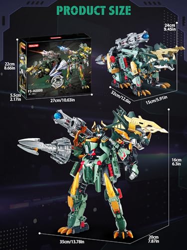 TIALLOW Dinosaur Mech Set Triceratops Transform Robotic Building Block Toy - style: Triceratops