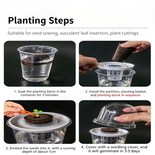 12 Pack Clear Hydroponic Nursery Pots with Humidity Dome for Seed Starting - color: Transparent-12 Pack