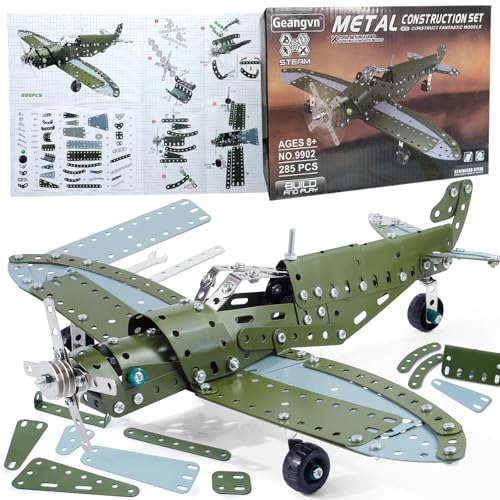 Metal Model Airplane Building Toys for Ages 8-13 14 and Up, 285pcs Plane Stem Toys for Boys Age 8-12, Assembly Jet Kits for Kids 8-10, Birthday for 9 10 11 Year Old Boys Adults