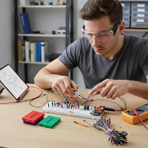 Breadboard Kit with Flexible Wires & 9V DC Adapter for Arduino, IoT & STEM