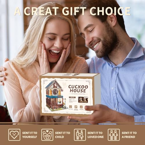 3D Wooden Puzzles for Adults DIY Miniature Cuckoo Clock House Kit - color: Cuckoo House