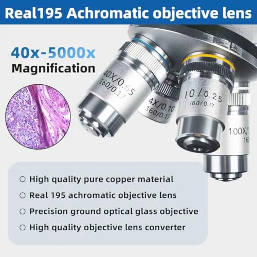 Microscope for Adults 40X-5000X Magnification Lab Grade with Dual Mechanical Stages and HD USB Camera Trinocular Microscope
