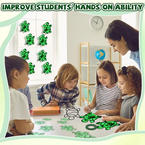 QOUBAI 32 Sets Turtle Suncatchers Craft Kit DIY Window Stained Glass Effect Sea Animals Paper Crafts for Home School Classroom Decoration Kid Ocean Sea Birthday Gift Creative Art Project Activity Game - style: Turtle