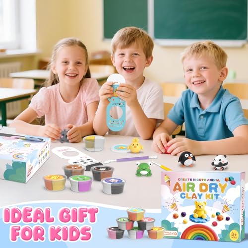 Air Dry Clay Kit for Kids, 10 Animal Boxes with Sculpting Tools