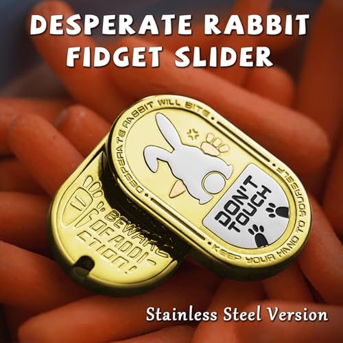 Desperate Rabbit Fidget Slider, Metal Fidget Toys Adults Haptic Coin Infinite Rotation Push, EDC Fidget Toys Sensory Toy Executive Desk Toy for Keep Focus & Stress Relief (Gold) - color: Gold