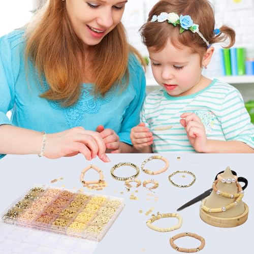 2370pcs Neutral Clay Beads for Bracelets Making - color: Neutral