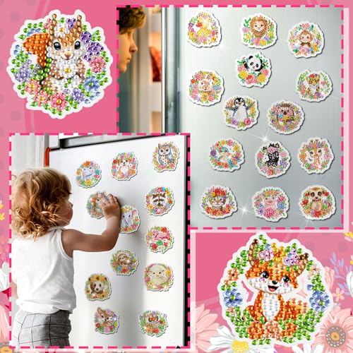 Xuhal 30 Pcs Animal Diamond Painting Magnets Diamond Art Kits for Adults - color: Wreath
