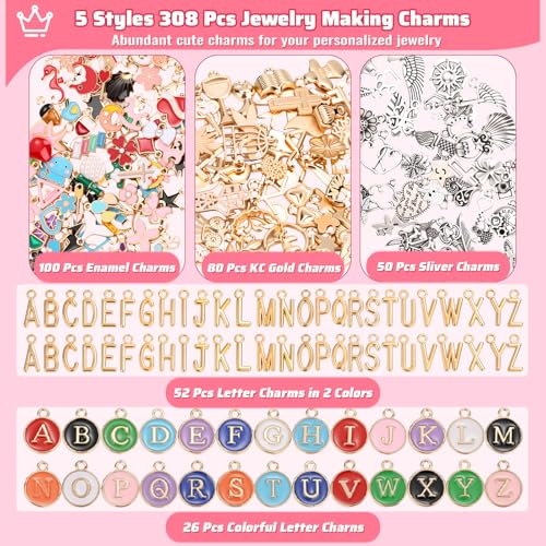 Modacraft 617 Pcs Charms Lip Gloss Keychain Making Kit, DIY Bag Charm Kit Including 32 Key Chain Hooks 35 Extender Chains 308 Charms 200 Jump Rings 20 Lobster Clasps 20 Gift Bags for Craft Supplies - color: Mixcolor-617
