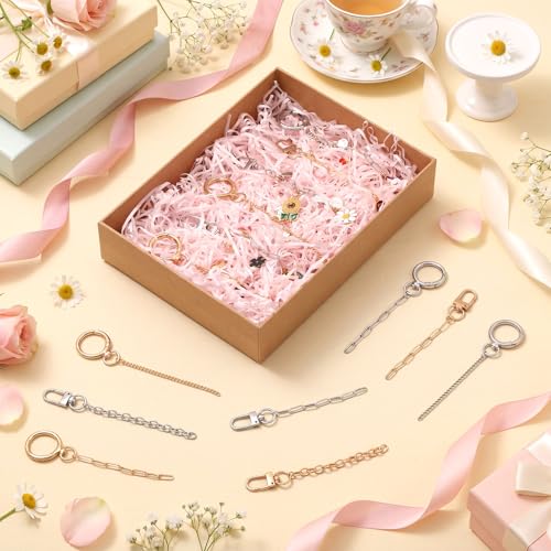 24 Pcs Keychain Making Kit Keychain Charms Making Kit Swivel Hook Lobster Claw Clasps Extender Chain for DIY Craft Lip Gloss Jewelry Keychains Bags Accessories Gift (Gold) - color: Gold