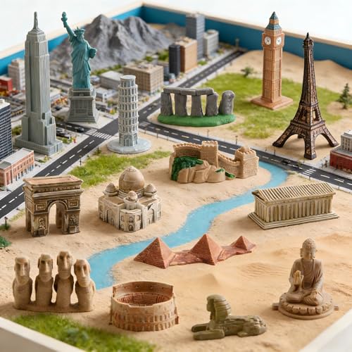 17 Pcs Mini World Building Model Landmark Architecture Figurines World Famous Building Models Edcucational Iconic Landmarks Collection Figures Cake Topper