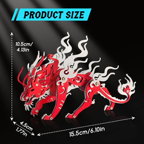 3D Metal Puzzles for Adults, Metal Model Kits for Adults Candling Dragon, Mechanical 3D Puzzle Stainless Steel Ornaments for Men Women Art Craft Gifts Toys(Red). - color: C4