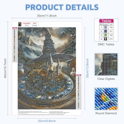 BIGRIMA Magic Castle Diamond Art Painting Kits for Adults,5D Fantasy Diamond Painting Kit for Beginners, DIY Paint with Round Full Drill Diamonds Paintings Gem Art for Home Wall Decor Gift 12x16In - color: Diamond Painting 003