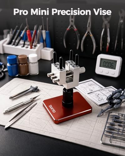 TANYO Mini Bench Vise, Precision 360° Rotating, Table Top Hobby Clamp,Red - color: Red