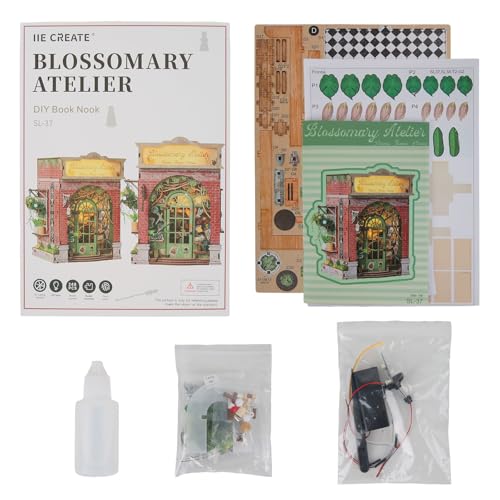 Flower Shop Miniature House Kit, DIY Dollhouse with LED - style: Blossomary Atelier(Red)
