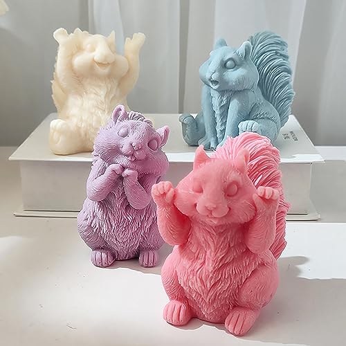 Squirrel Candle Mold - Resin Casting Silicone Molds for Home Decor & Candle Making Wave Spiral Mold - color: emr-squirrel-fist