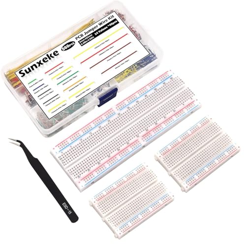 560Pcs Breadboard and Jumper Wire kit PCB Circuit Board Assortment,14 Different Lengths Breadboard Jumper Wires with Breadboard and Tweezers,Suitable for Electrical DIY Experiments - style: 560Pcs+Breadboard
