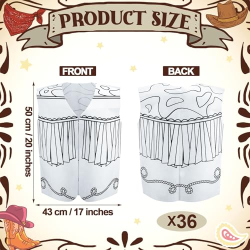 Yearntown 36 Pcs Color Your Own Western Vest Craft Kit