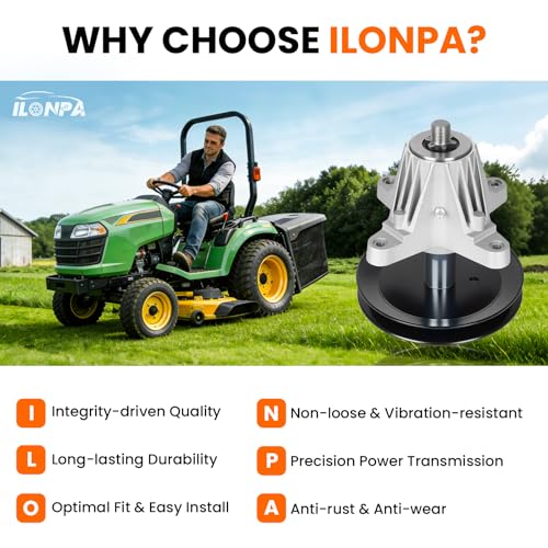 ILONPA (2 Pack 618-06991 918-06991 42 inch Deck Mower Spindle Assembly Replaces for Troy Bilt MTD Craftsman T1000 T1400 T1200 T1800 TB42 TB2246, for Huskee LT4200 Bronco Tractor - size: 2 Spindles