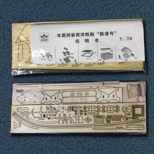 HAPYLY Scale DIY Hobby Wooden Ship Science Equipmen Assembly Model Boat Kits Sailing Boat Kit Decor Toy Gift (1:70) - size: 1:70