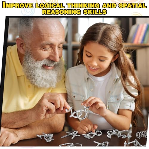 8 Pack Brain Teaser Puzzles Metal Wire Ring with Pouch, A Style - style: A Style