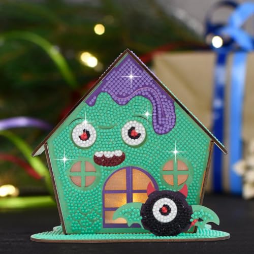 3D Diamond Painting Cabin Kit – DIY Full Drill Miniature House Craft with Rhinestones, Decorative Building Set for Adults & Teens (Halloween Cabin) - style: Halloween cabin