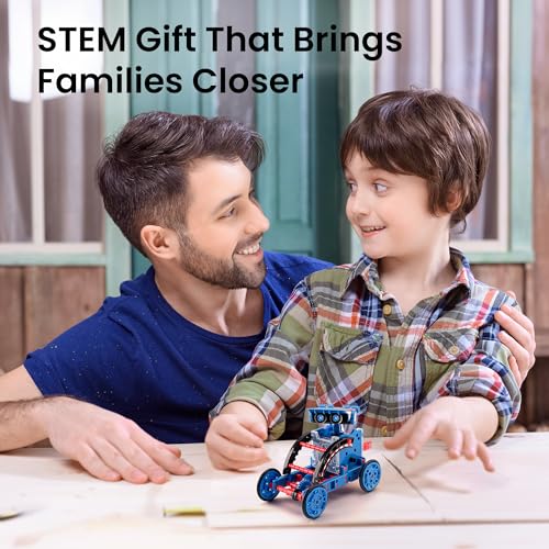 Sillbird STEM Solar Robot Building Kit, 12-in-1 Gift for Boys Ages 8-13 - color: Blue-red