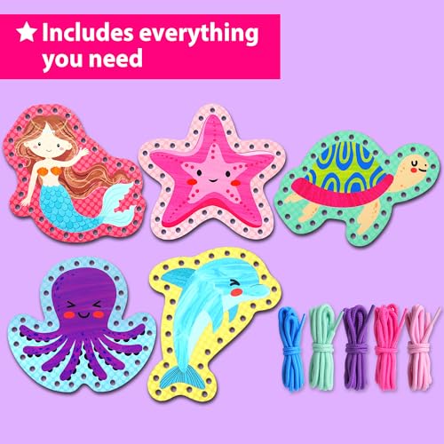 KRAFUN Mermaid Ocean Lacing Cards Age 3+ | 5 Projects - color: Mermaid - Standard