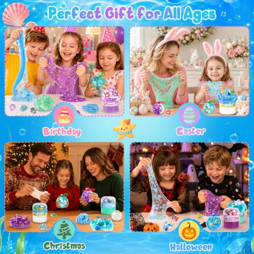 luckycrazy Stress Ball Making Kit, 3 Pack Ocean Crunchy Slime Kit for Kids - color: Ocean
