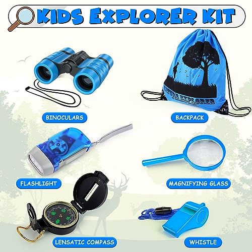 ESSENSON Kids Explorer Kit - Adventure Kit for Kids, Outdoor Explorer Kit with Binoculars, Summer Outdoor Toys for Kids Ages 4-8 - color: Blue
