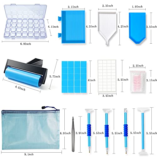 Hulameda 56pcs 5D Diamond Painting Tools for Kids,Blue - color: blue