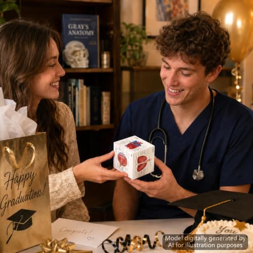 MinFyberd Human Anatomy Study Cube 2.76" Anatomical Poster Study 9 Parts of The Human Body Heart Brain Lung Skin Muscular Skeletal Digestive etc Medical Student Learning Tool Gift for Students & Nurse