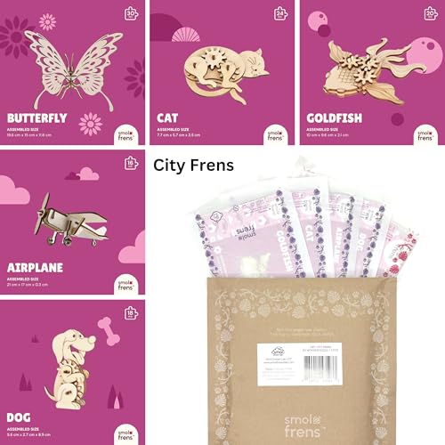 3D Wooden Puzzles for Kids Ages 8+, 5 Pack Animal Puzzles, FSC-Certified Wood, Plastic-Free Toy, STEM Kit for Kids Teens Adults, Wood Craft Model Kit, Individually Wrapped Party Favors - City Frens - color: City Frens