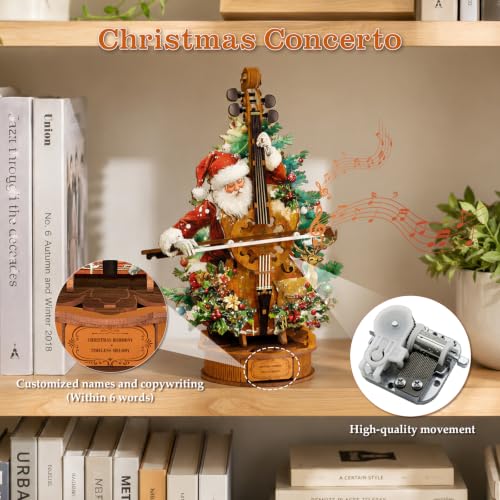 3D Wooden Puzzles for Adults, Santa Claus Cello Music Box Model - color: Santa Cello