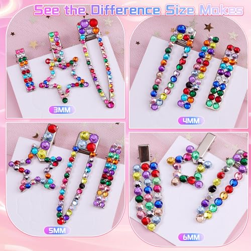 3600Pcs 6mm Resin Rhinestones Bedazzling Kit, Pink Red Black Flatback Gems - color: 6mm