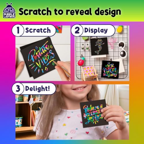 Rainbow Scratch Art for Kids - 150 Pcs Rainbow Scratch Art Paper Mini Notes - color: Rainbow