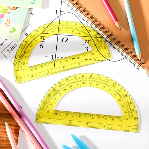 EBOOT 2 Pack Plastic Protractor 180 Degree Math Protractors 6 Inch,Yellow - color: Yellow