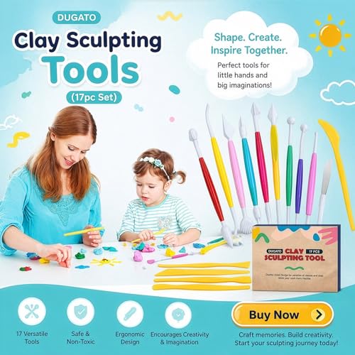 DUGATO Clay Sculpting Tools, 17 pc Double-Sided Modeling Set - size: 17