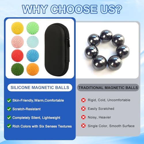 8PCS Silicone Magnetic Balls Fidget Toy, Quiet Fidget Toys for Teens Adults - color: Multi Color Delight Ball ×8